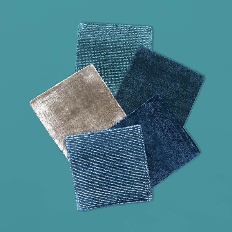 Mineral Tones Almora Jade, Willingdon Peacock, Simla Taupe, Almora Azurite, Satara Adriatic